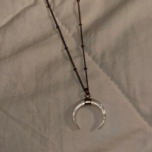 Elegant Gold and White Crescent Necklace